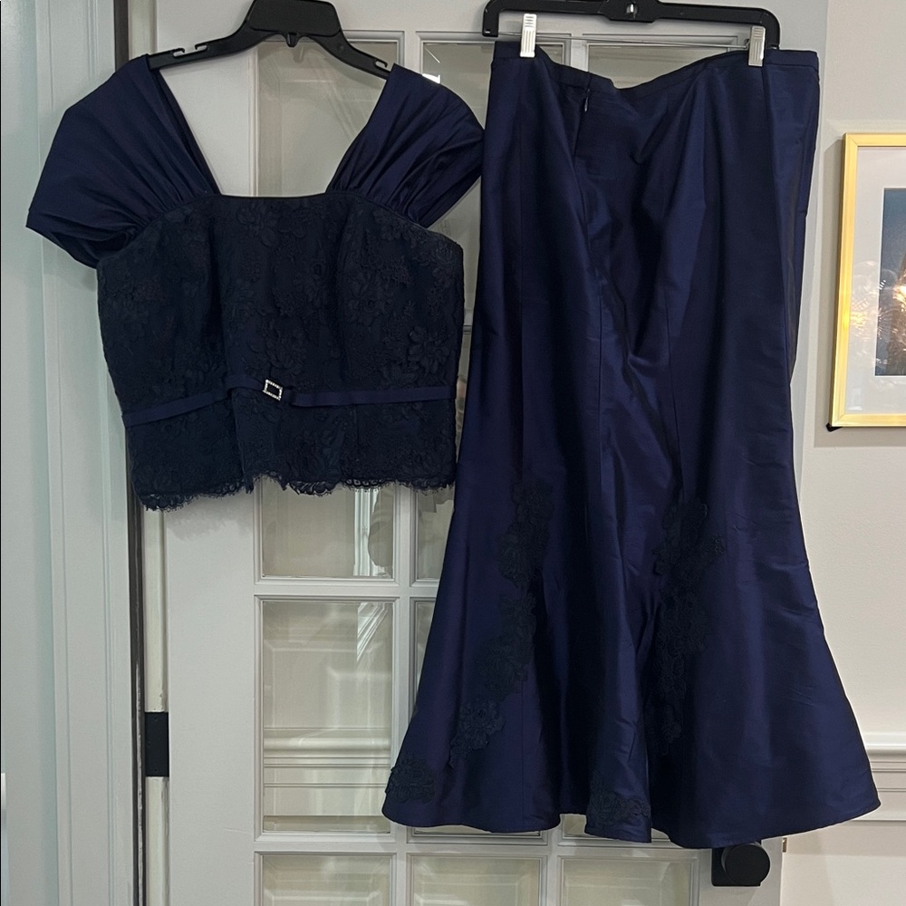 Chic Midnight Blue 2 Piece Evening Dress- custom made for event-worn once